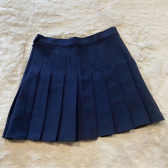 (XS/S) Xin Yi Zu Wears Jeans Pleated Mini Skirt Navy Blue Small High Rise - Picture 7 of 7